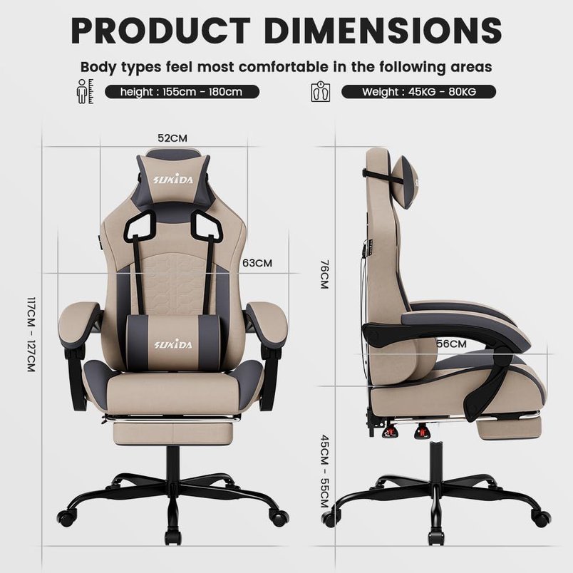 Ergonomic gaming chair with massage and footrest for £59.99