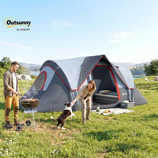 Out sunny 5-Man Tunnel Camping Tent, 3000mm Waterproof, Grey for