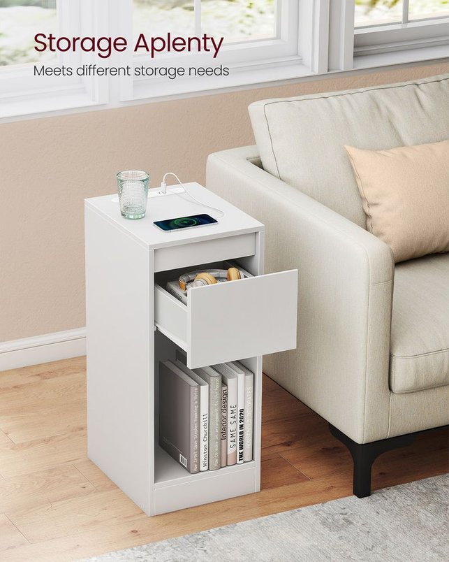 VASALAGE Record player stand with vinyl storage and three tier side table for £44.99
