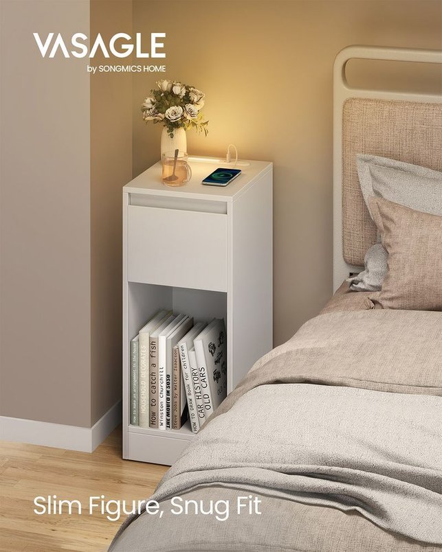 VASALAGE Record player stand with vinyl storage and three tier side table for £44.99