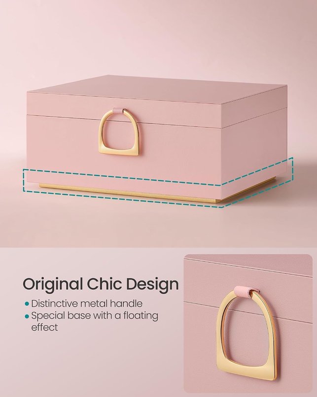 SONGMICS 2-Layer Jewellery Box, Organiser with Handle, Floating Effect for £9.74