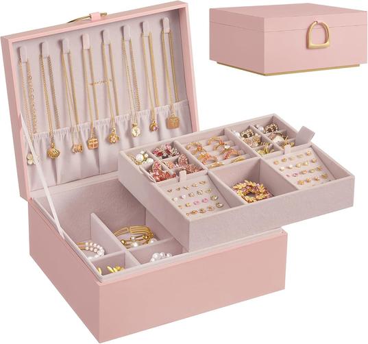 SONGMICS 2-Layer Jewellery Box, Organiser with Handle, Floating Effect  for £9.74