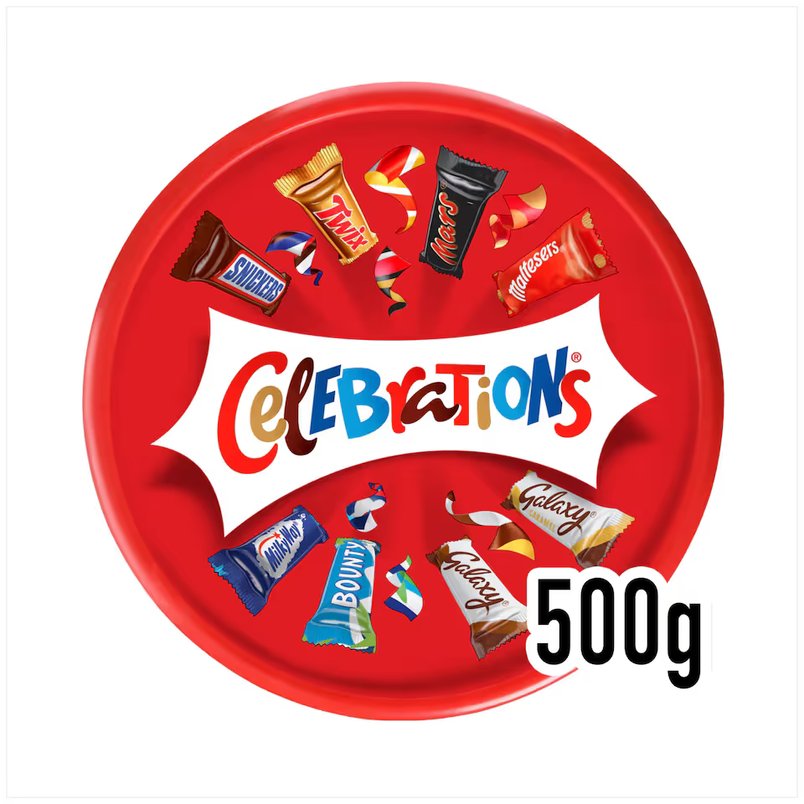 Celebrations Milk Chocolates Sharing Gift Tub 500g for £3.95  (Clubcard price)