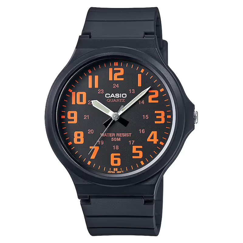 Casio Men's Black & Orange Dial Black Resin Watch for £12.59